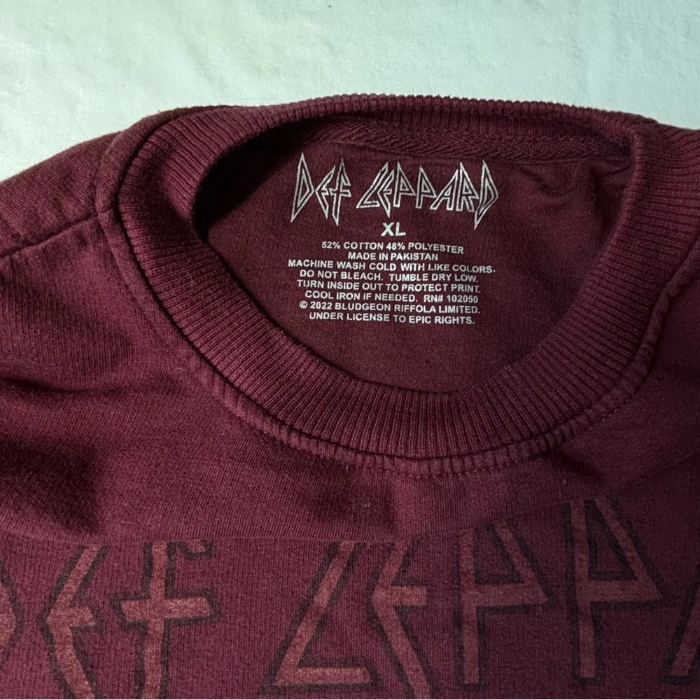 Def Leppard Burgundy Crew Neck Sweatshirt